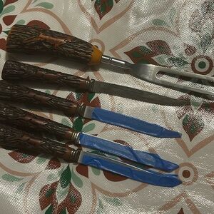 Carving Set Forge Craft  Stainless Antler Handle
